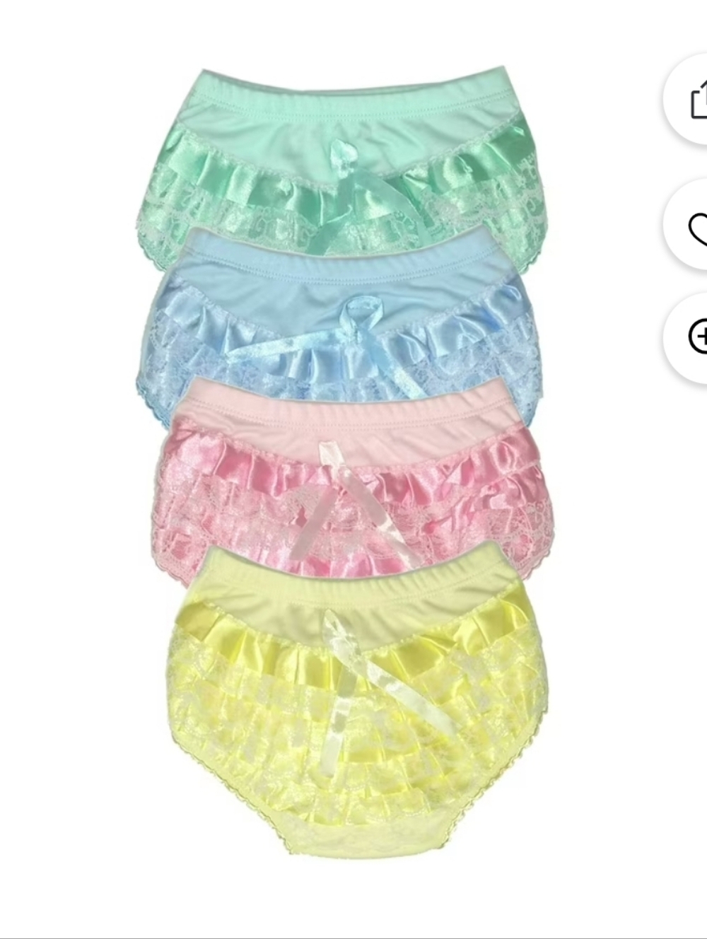 Girl's 9-12M Cotton Ruffle Lace Bloomers Diaper Covers- Pastel Multi-Pack